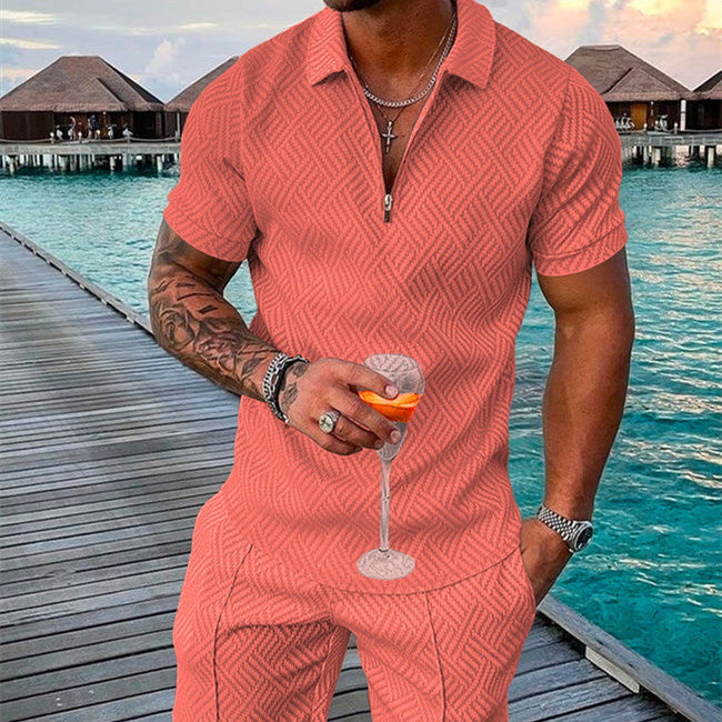 Men's Summer Fashion 3D Printed Short Sleeve Geometric Zip Lapel Shirt Set Product information: Material:Polyester Fiber (Polyester) Style:hip hop Features:printing Colour:pink Size Information: Size: S/M/L/XL/XXL/3XL/4XL/5XL Note: 1. Asian sizes are 1 to