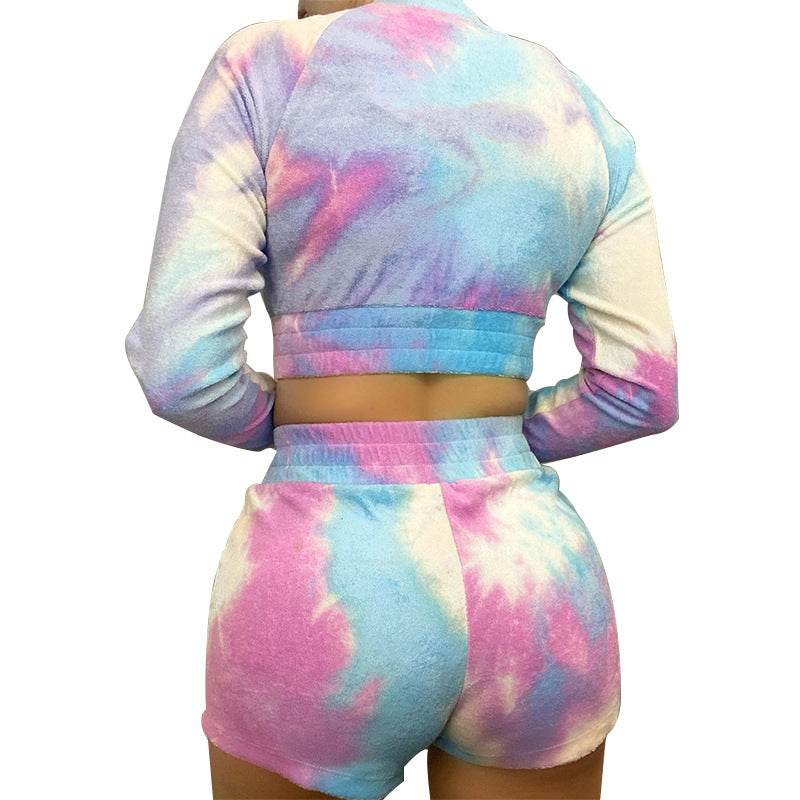 Fashion Tops Shorts Set Sweater Product information: Pattern: Printing Color: blue Pants length: Shorts Size: S,M,L,XL Main fabric composition: Polyester Fiber (polyester) Applicable Gender: Female Size Information: Note: 1. Asian sizes are 1 to 2 sizes s