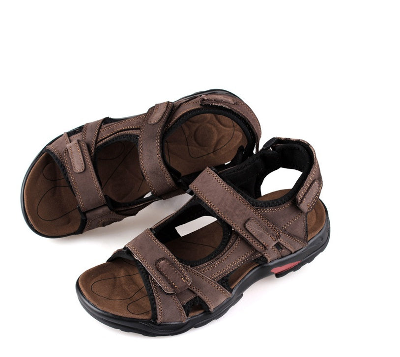Breathable Leather Men's Cowhide Beach Shoes Overview: Unique design, stylish and beautiful. Good material, comfortable feet. A variety of colors, any choice. Specification: Upper material: cowhide Sole Material: Rubber Style: Europe and America Function: