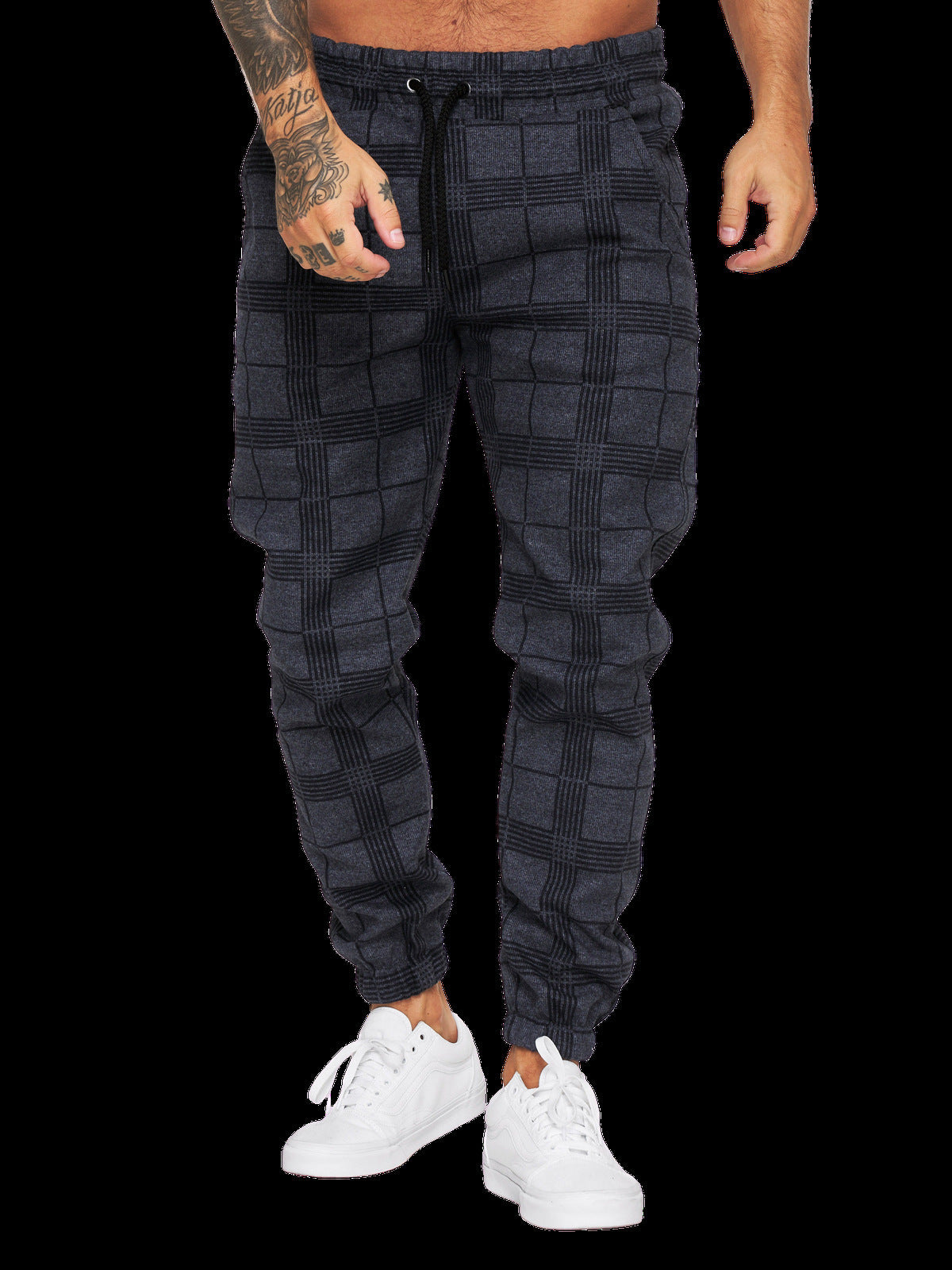 Printed Casual Trousers Fashion Casual Tappered Product information: Color: black, light gray Size: M,L,XL,XXL Scope of Application: Sports and Leisure Fabric name: Cotton Applicable scenarios: running, extreme challenge, table tennis Applicable Gender: M