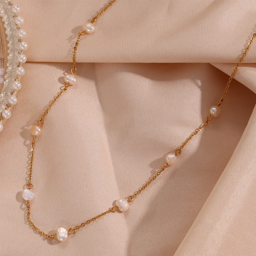 Fashion Simple And Popular Bracelet Ornament Women Product information: Treatment Process: Electroplating Color: freshwater pearl bracelet-gold, freshwater pearl chain necklace Applicable people: women Pendant material: titanium steel Style: Simple Chain
