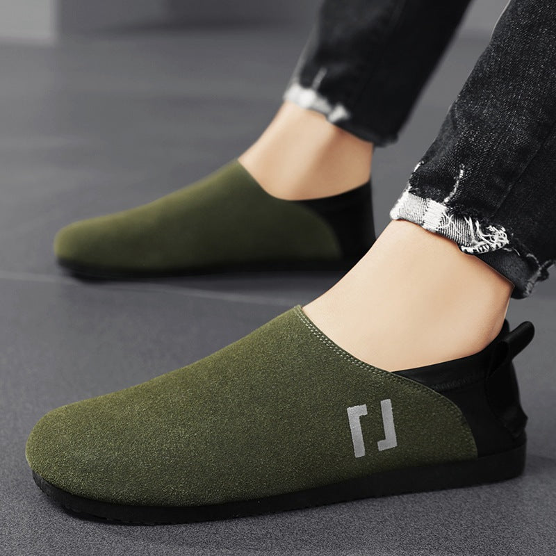 Social Youth Summer New Casual Lazybones' Shoes Product information: Pattern: solid color Lining material: PU Color: M-N0077 grass green, M-N0077 dark green, M-N0077 Black, M-N0077 khaki Heel height: flat heel Heel shape: flat heel Size: 39, 40, 41, 42, 4