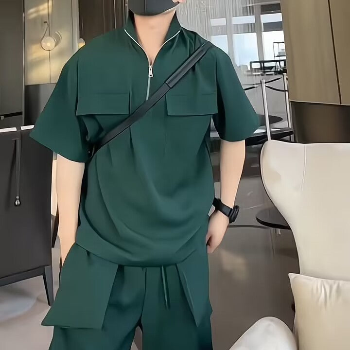 Loose Short Sleeve T-shirt Shorts Two-piece Set Product information: Material: Polyester Style: Leisure Colour: Green white black Size Information: Size: M/L/XL/XXL Size Lenght Bust PANTS LENGTH Sleeve M 68 58 53 53 L 69.5 60 54 54 XL 71 62 55 55 XXL 72.5