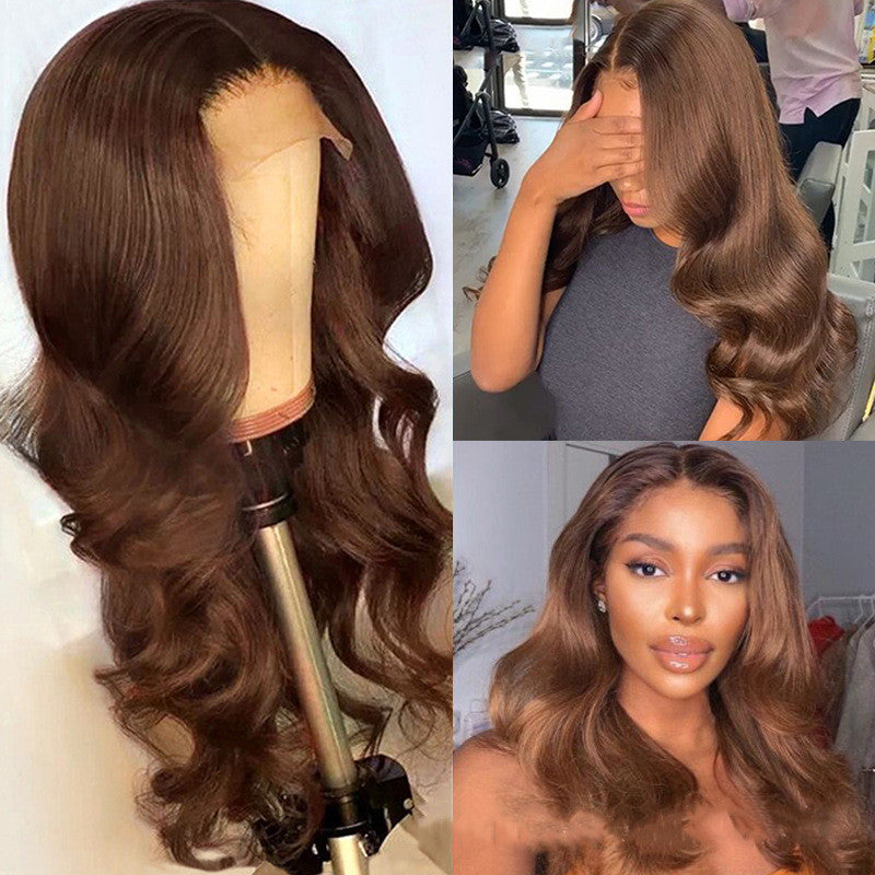Brown Color Human Hair Wigs Human Hair Wig Product information: Treatment Process: Mechanism Efficacy: become beautiful Color: 13x6 headgear Applicable facial type: any facial type Hair material: Human hair Applicable skin color: any skin color Color clas