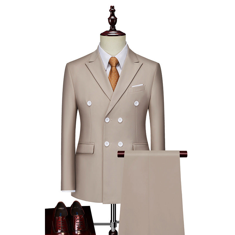Men's Business Casual Suit Double Breasted Suit Suit Product information: Thickness: regular Fabric name: corduroy Applicable scenario: Banquet Color: dark blue, black, purple, wine red, dark green, orange, yellow, white, sky blue, pink, khaki, Big Red, M