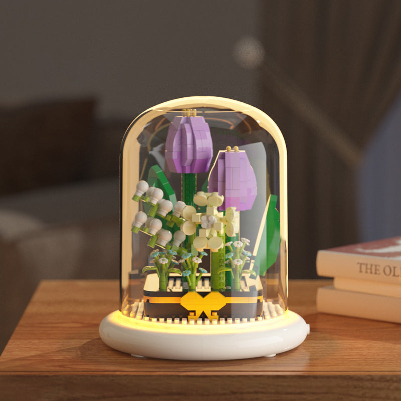 Building Block Flower Eternal Rose Small Particle Building Block Assembly Toy Gift Desktop Decoration Product information: Color: Lily, Lotus, carnation, blue dangerous beauty, Jasmine Flower, kapok, morning glory, sunflower, feverfew, Tulip Plastic build