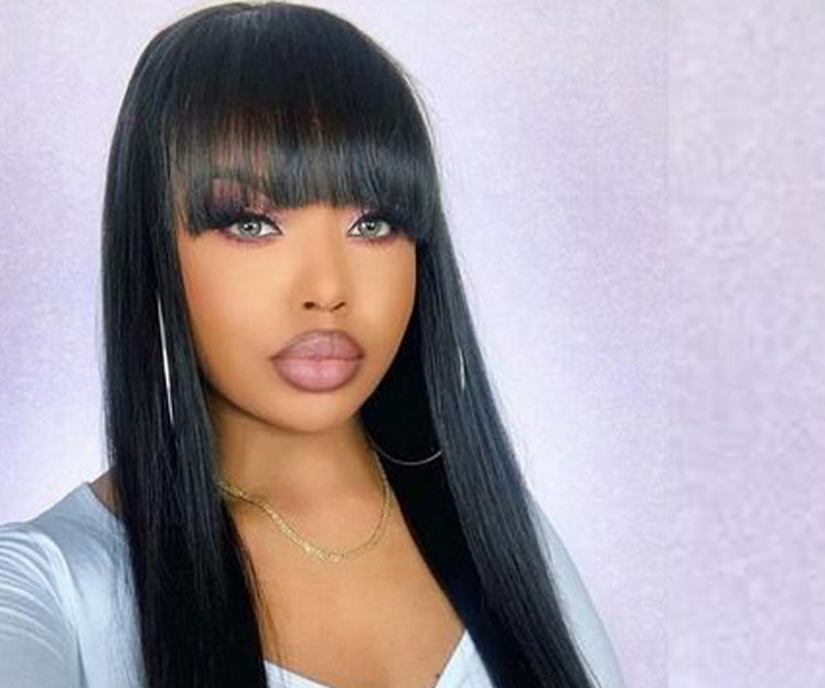 Wig Real Human Hair Straightening Mechanism Headgear Product information : Style: natural Applicable people: general Processing technology: mechanism Wig length: long hair Can it be dyed hot; can it be dyed hot Hair material: real hair Applicable skin ton