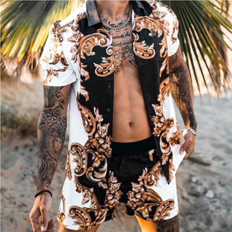 Loose Shirt Casual Men's Shorts Short Sleeve Suit Product information: Material:Polyester Fiber (Polyester) Style:Hong Kong style Features:printing Colour:White Size Information: Size: S/M/L/XL/XXL/3XL Note: 1. Asian sizes are 1 to 2 sizes smaller than Eu