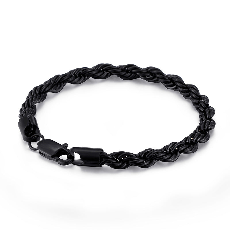 Gold Double Color Twist Chain Stainless Steel Bracelet For Men And Women Product information: Style: European and American Material: titanium steel Treatment process: electroplating Type: bracelet Style: For men and women Modeling: geometric Packing list: