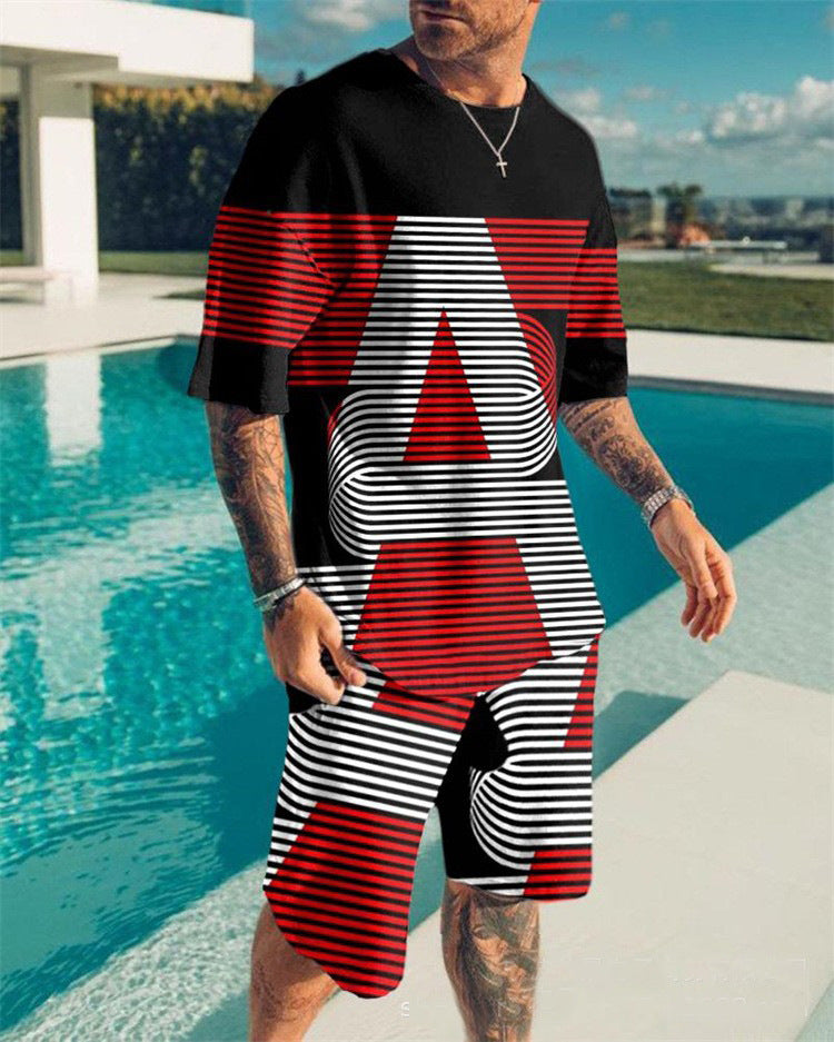 Digital Printing Men Summer Short-sleeved Beach Pants Suit Product information: Color: ETHTF71, ETHTF74 Upper Sleeve Length: Short Sleeve Pants Length: Shorts Size: S,M,L,XL,XXL,XXXL,5xl,6xl,4XL Thickness: thin Fabric name: polyester Applicable scene: dai