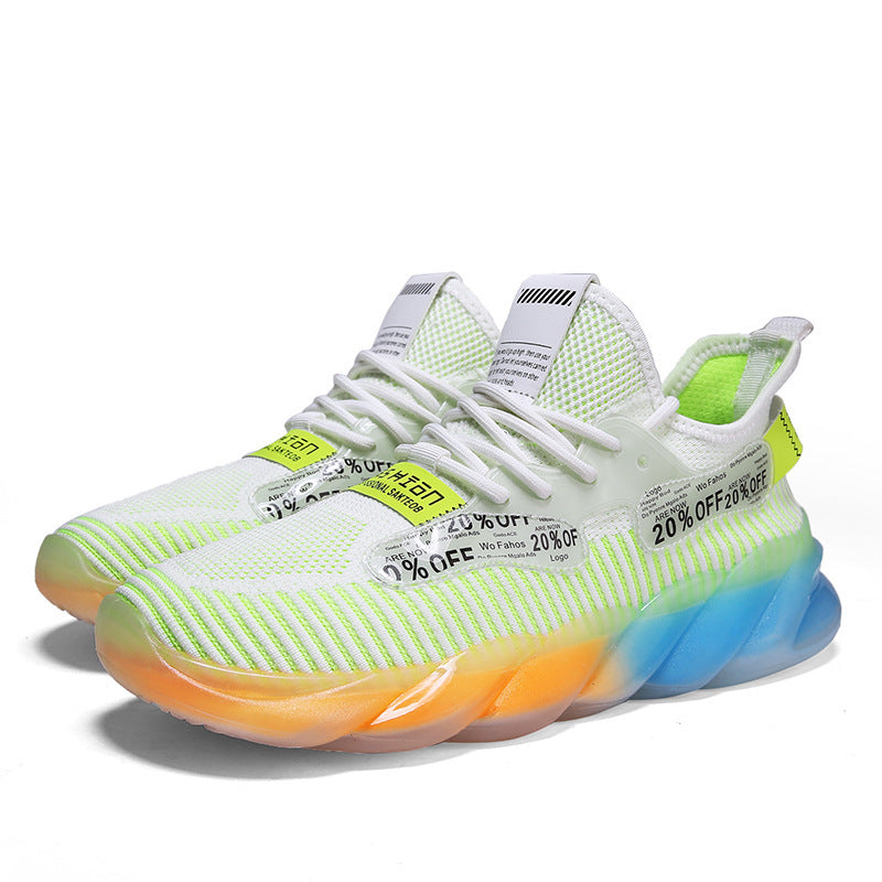 New Transparent Bottom Flying Woven Coconut Men's Shoes Korean Style Trendy Sneakers Overview: Unique design, stylish and beautiful. Good material, comfortable feet. A variety of colors, any choice. Specification: Style: Korean Function: wear-resistant Up