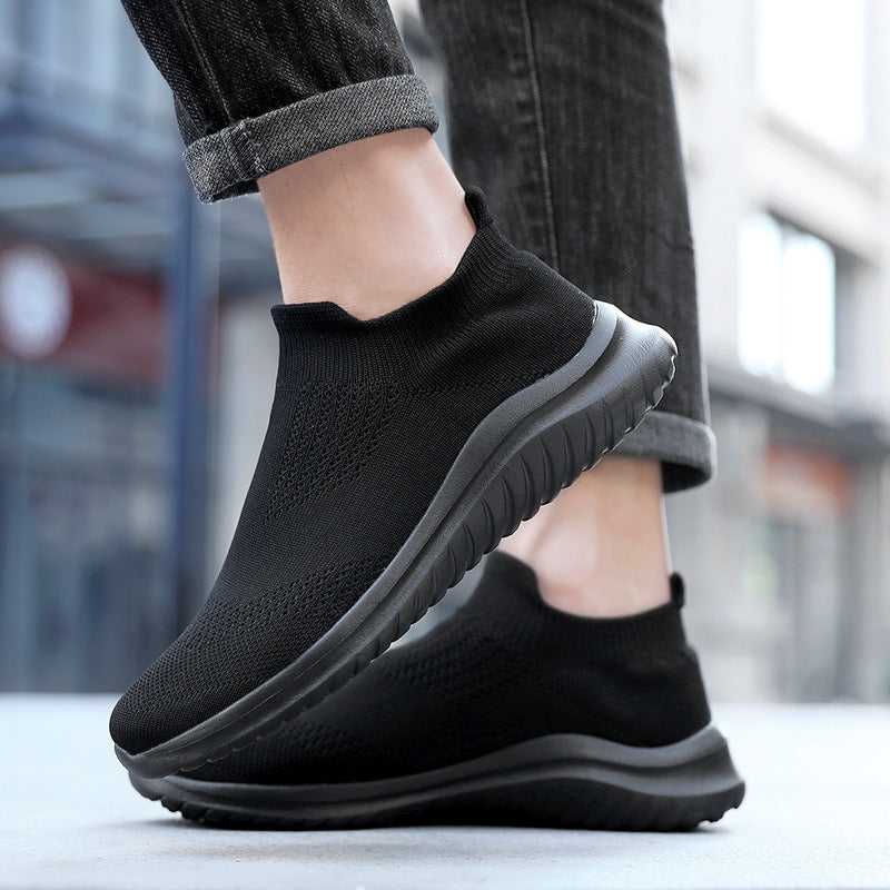 New MD Sole Flyknit Light Running Shoes Fashion Casual Shoes Sneakers Lovers Shoes Men Product information: Pattern: solid color Applicable sports: Jogging/long-distance running Lining material: Mesh Color: black, gray, khaki Upper height: low top Heel he