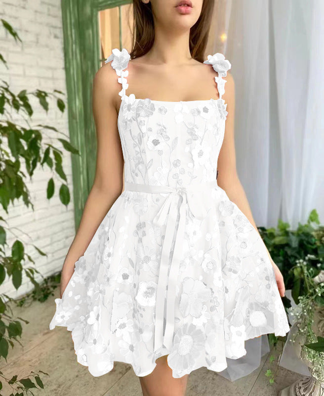 Three-dimensional Flower Embroidery Dress Summer Fashion Sweet A-line Suspender Dresses For Womens Clothing Product information: Material:Lace Size Information: Note: 1. Asian sizes are 1 to 2 sizes smaller than European and American people. Choose the la