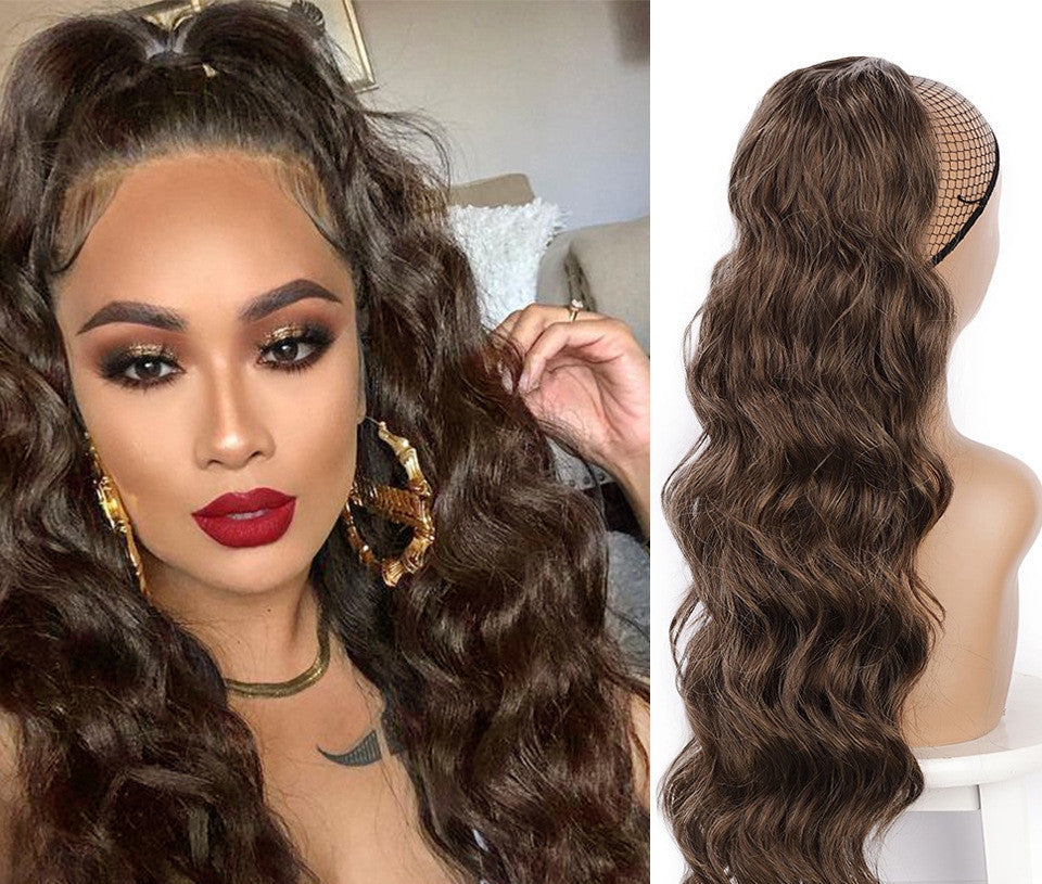 Wig Big Wave Drawstring Ponytail Matte High Temperature Silk Chemical Fiber Wig Product Information: Model: Drawstring ponytail Whether it can be dyed or hot: Do not dye it Hair material: high temperature wire Applicable skin tone: any skin tone Applicabl