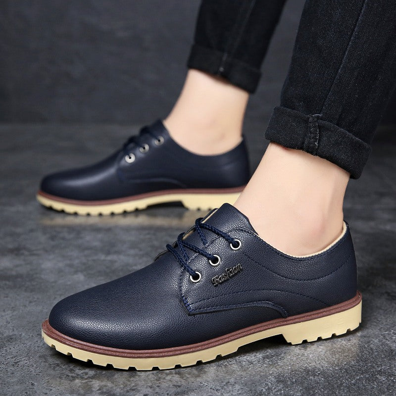 Men's Waterproof Rubber Versatile Lace-Up Shoes Product information: Material: PU, rubber Style: fashion and simplicity Features: Low top Colour: JD- 1KM26 black, JD- 1KM26 brown, JD- 1KM26 blue Upper material: PU Function: waterproof Size Information: Pa