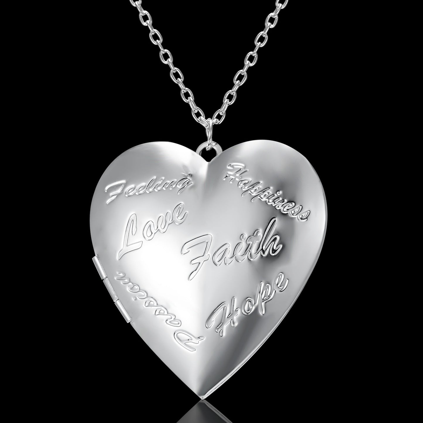 Carved Design Love Necklace Personalized Heart-shaped Photo Frame Pendant Necklace For Women Family Jewelry For Valentine's Day Overview: Unique design, stylish and beautiful. Good material, comfortable wear. A variety of colors, any choice. Product infor