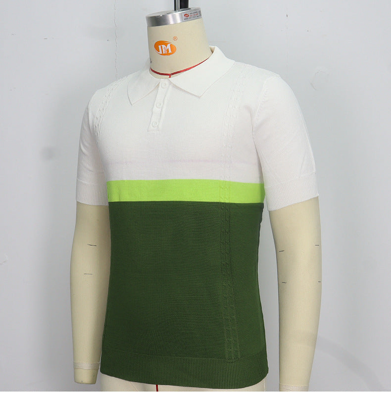 Men's Stitching Contrast Color Business Polo Shirt Product information: Color: green Details of clothing style: flocking Size: M,L,XL,2XL,3XL Applicable scenarios: Leisure Main fabric composition: viscose Size Information: Note: 1. Asian sizes are 1 to 2