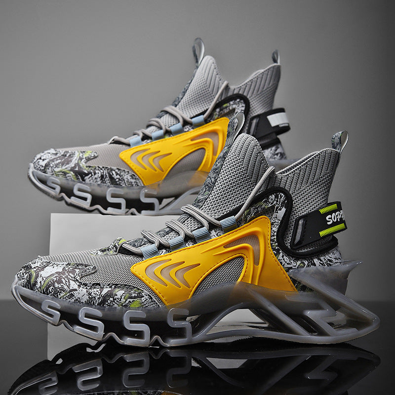 Breathable Flying Woven High Socks Shoes Middle Top Old Trendy Sneakers Product information: Function: massage, increase height, quick-drying, balance, light weight, deodorant, warmth, wear resistance, shock absorption Suitable seasons: summer, winter, sp