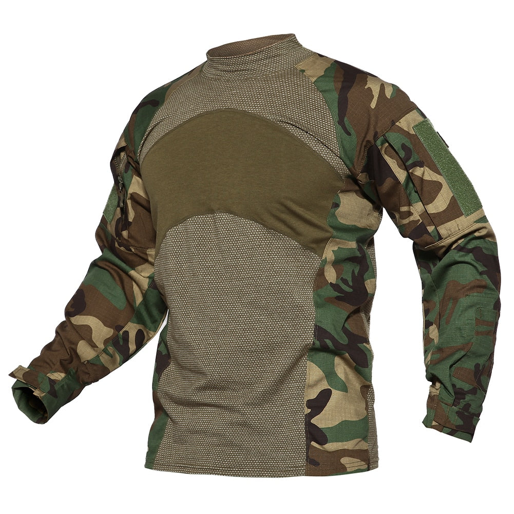 TACTICAL COMBAT SHIRT The Tactical Combat Shirt is the perfect mix of durable and comfortable. The sleeves are made of a high quality rip stop material that is very durable, while the rest of the shirt has a breathable mesh design for maximum air flow. Th