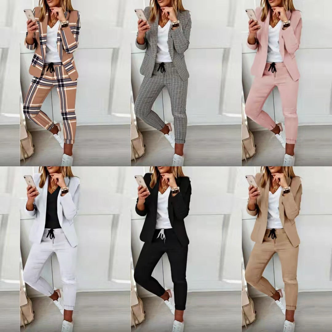 Beautiful Women's Fashion Suit Jacket, Pants Suit Product information: Style: OL commuting Pattern: Printing Style: pants suit Top style: small suit Top sleeve length: long sleeve Pants style: Harem pants Length: trousers Popular elements: printing Proces
