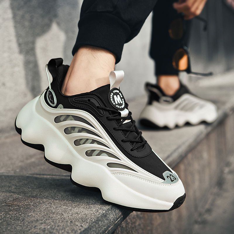 Fashionable Men's Shoes With New Thick Soles Product Information: Product category: Dad's shoes Applicable gender: Male Pattern: Color blocking Upper material: PU+mesh Color: beige black, black, ice blue white Size information: Sizes: 39,40,41,42,43,44 Pa