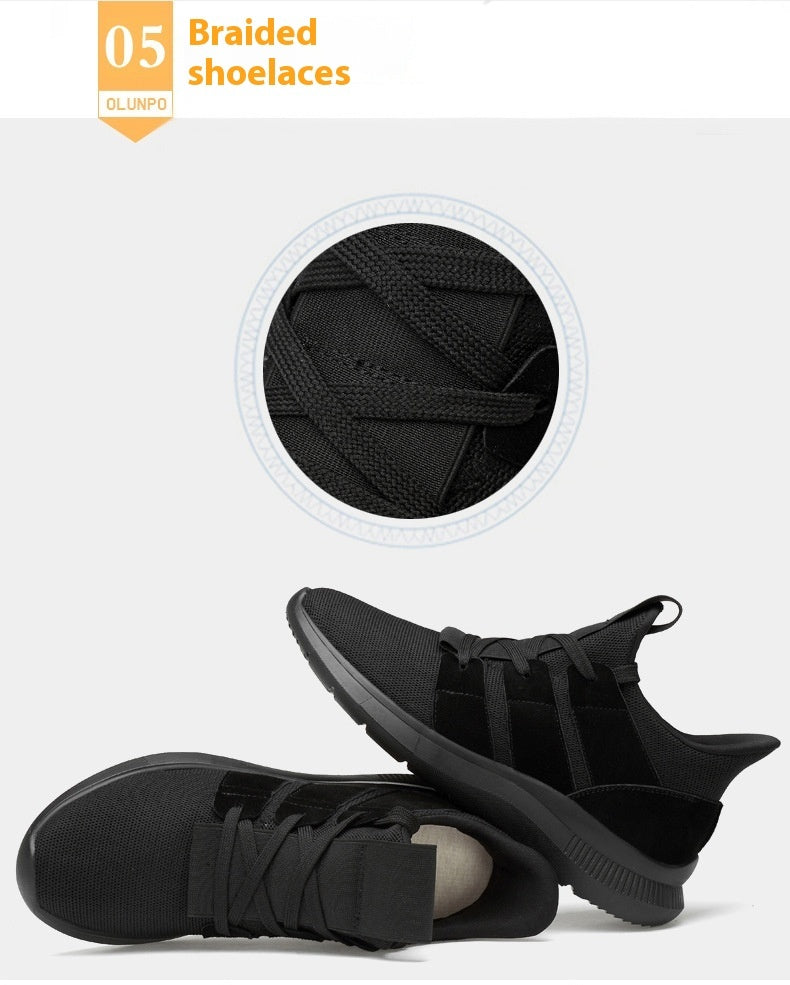 Invisible Height Increasing Insole 6CM Outdoor Breathable Mesh Sports And Leisure Trendy Men Shoes Product information: Pattern: solid color Applicable sports: Universal Lining material: Mesh Color: Black Upper height: low top Heel height: flat heel Heel