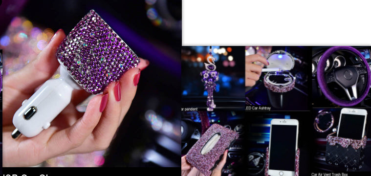 Car Accessories For Women's Aromatherapy Car Interior Accessories Product information: Material: Crystal Style: Diamond Print LOGO: Yes Modeling: Car Packing specification: Yes Function: Refreshing, sterilizing, removing odor, removing smoke, removing for