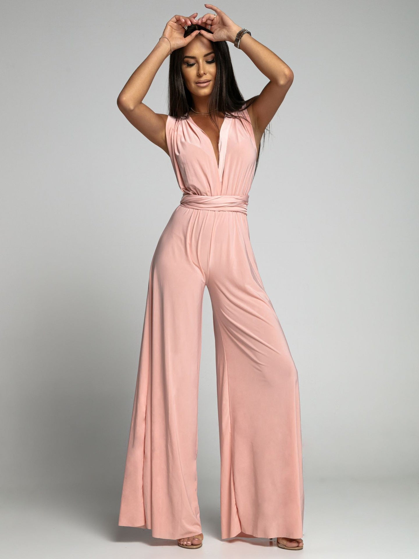Deep V-neck Sleeveless Backless Siamese Suit Product information: Thickness: medium Fabric name: Polyester Color: Rose Red, black, purple, skin color Sleeve type: sleeveless Elastic force: medium elastic Pants length: trousers Main fabric composition: Spa