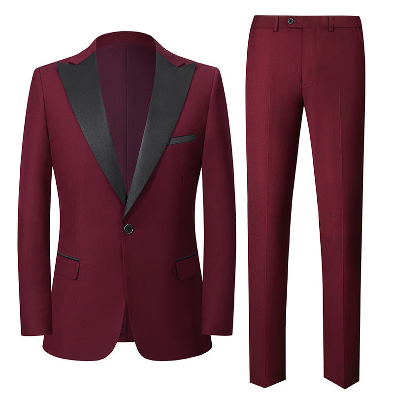 Suit Suit Men's Host Stage Performance Product information: Color: black, dark gray, dark blue, purplish red Size: S,M,L,XL,XXL, XXL,XXXXL,5XL,6XL Clothing Technology: adhesive interlining process Fabric name: cotton blend Main fabric composition: viscose