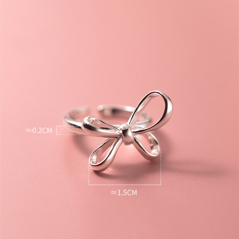 S925 Silver Bow Ring Fashionable Simple Line Women's Jewelry Product information: Type: Ring Treatment Process: Seiko Color: S925 silver hoop Size: adjustable open Material: Silver Shape: Bow Style: Korean style Packing list: Ring*1 Product Image: S925 Si