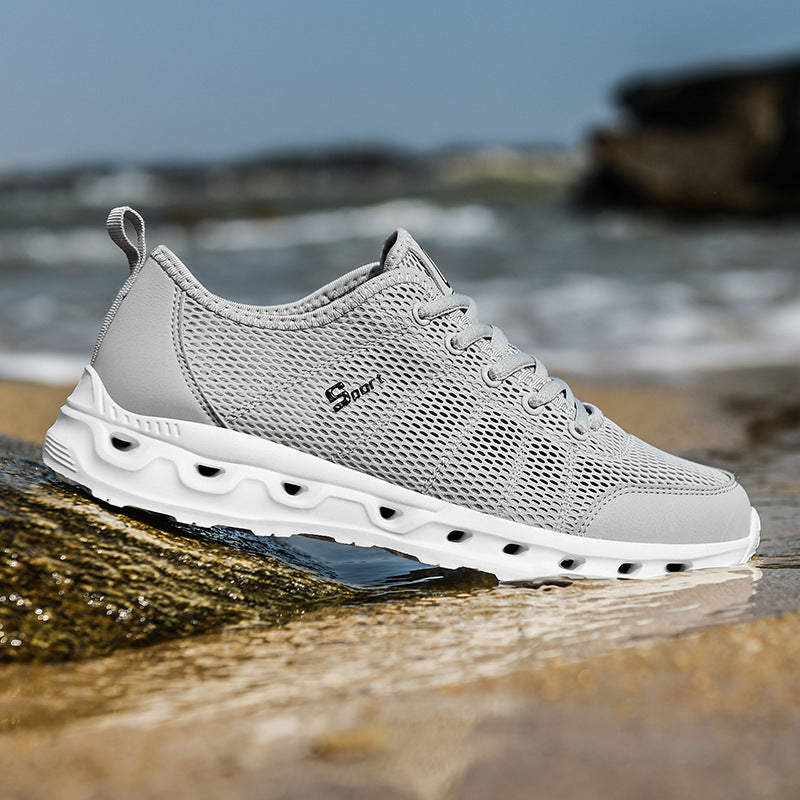 Men Aqua Shoes Outdoor Breathable Beach Shoes Overview: Unique design, stylish and beautiful. Good material, comfortable feet. A variety of colors, any choice. Specification: Upper material: mesh Sole material: foam Dressing style: unlimited Popular eleme