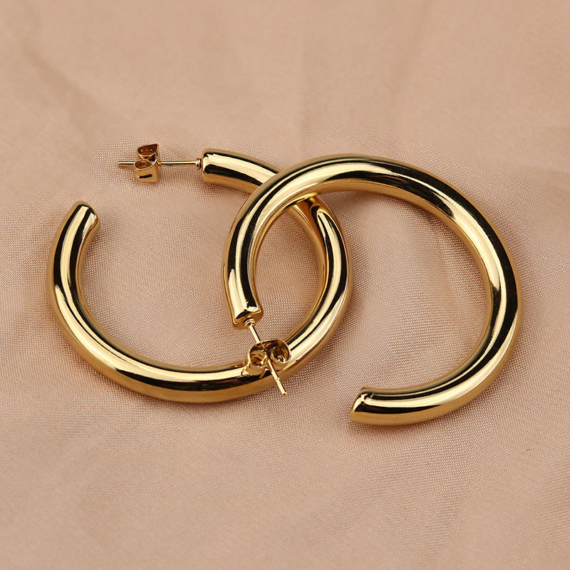 Women's New Fashion Simple Earrings Product information: Material: titanium steel Style: Fashion OL Style: Women's Shape: U shape Color: steel, gold, rose gold Popular elements: geometry Size: 5.0X25,5.0X30,5.0X40,5.0X50 Packing list: Earrings X1Pair Wome