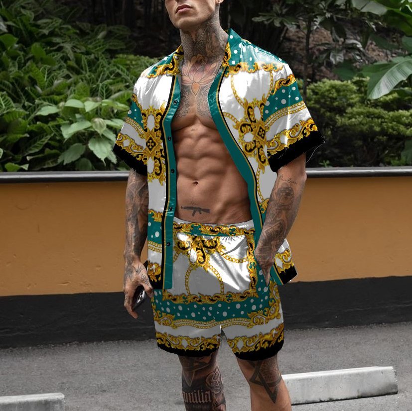 Loose Shirt Casual Men's Shorts Short Sleeve Suit Product information: Material:Polyester Fiber (Polyester) Style:Hong Kong style Features:printing Colour:White Size Information: Size: S/M/L/XL/XXL/3XL Note: 1. Asian sizes are 1 to 2 sizes smaller than Eu