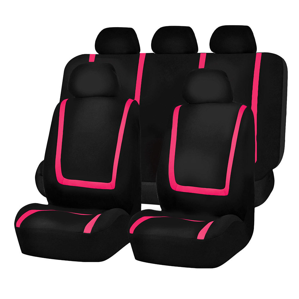 Fully Enclosed Four Seasons Universal Car Seat Cushion Seat Cover Product information: Color: All Black 4-piece set, gray Black 4-piece set, beige Black 4-piece set, Red Black 4-Piece Set ·, Blue Black 4-piece set, pink Black 4-piece set, all black 9-piec