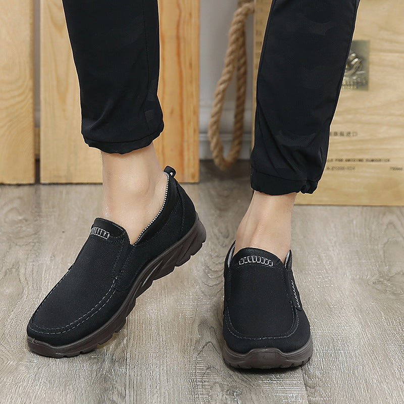 Spring And Autumn Middle-aged And Elderly Men's Shoes Breathable Soft Bottom Product information: Pattern: solid color Lining material: cloth Color: black, gray, brown Heel height: flat heel Size: 38, 39, 40, 41, 42, 43, 44, 45, 46, 47, 48 Sole craft: inj