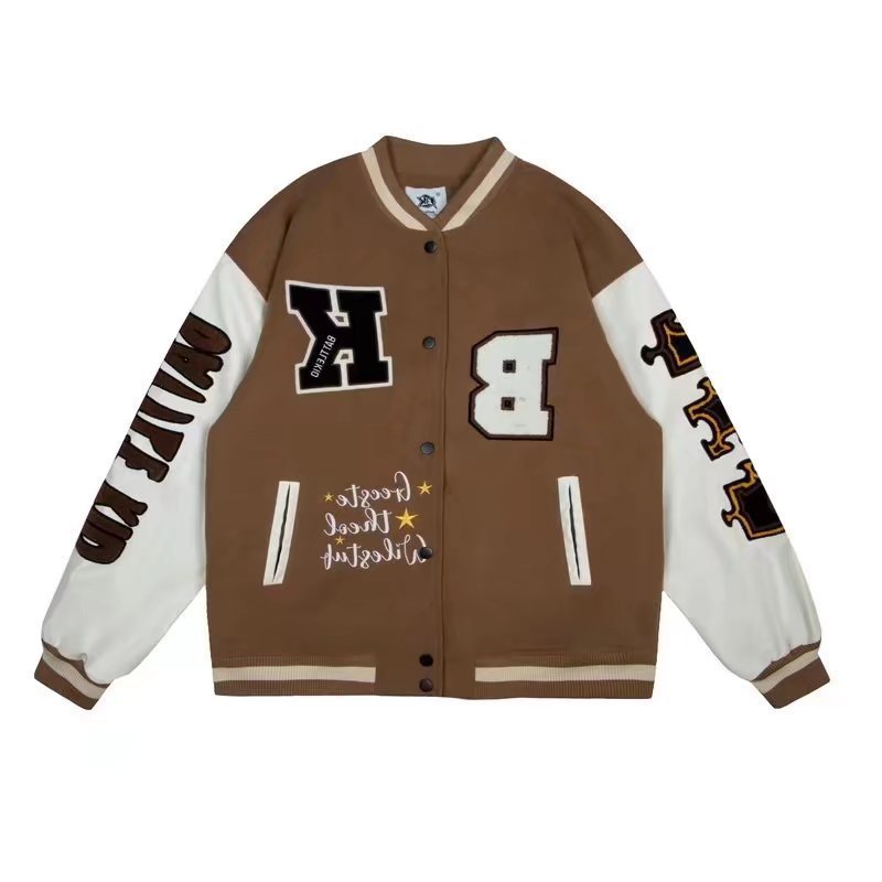 Vintage Monogram Embroidered Baseball Uniform Product information: Pattern: Letters Color: T183 Black, T183 Brown Size: S,M,L,XL,XXL,3XL Fabric name: cotton blend Applicable Gender: Female Packing list: Women's coat *1 Product Image: Vintage Monogram Embr