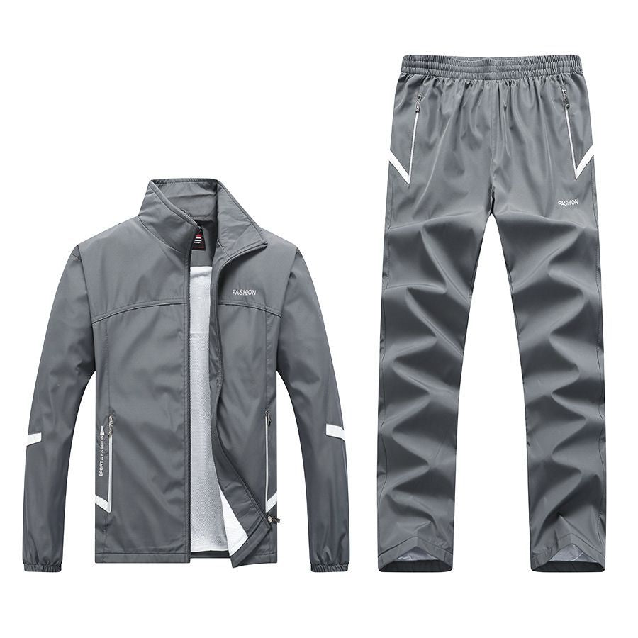 New Spring And Autumn Long-sleeved Casual Sports Suit Men's Middle-aged And Elderly Running Sportswear Dad Outfit Product information: Pattern: Color matching Suitable season: winter, spring, autumn Applicable age: adult Applicable gender: male Style: spo