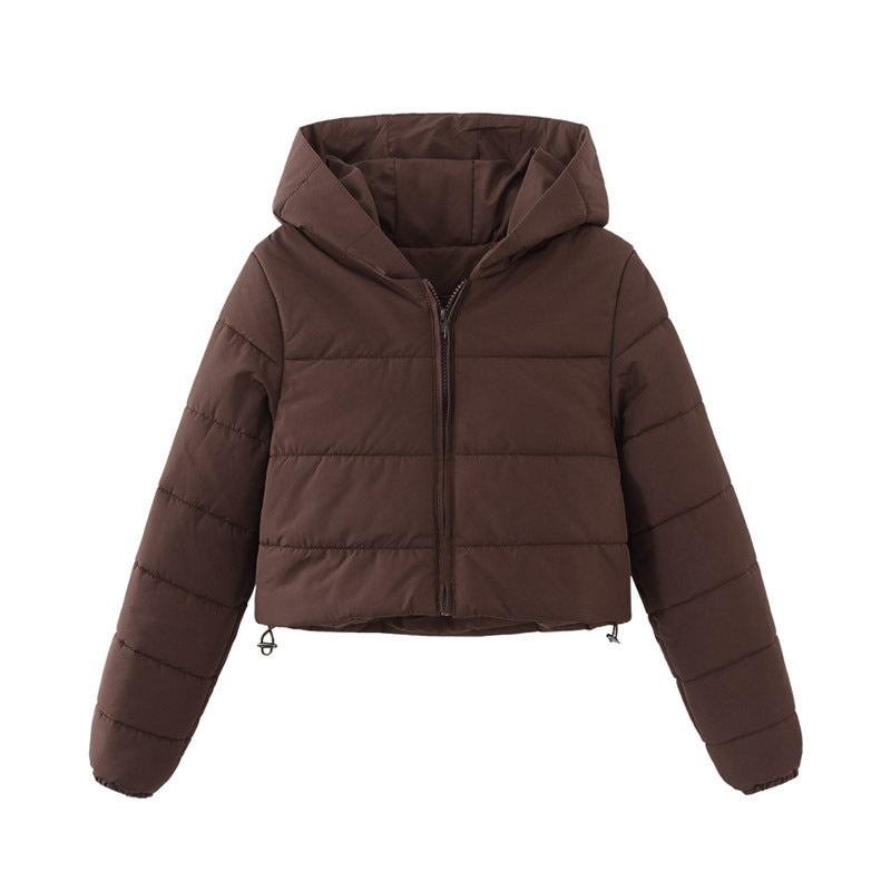 Fashion Zipper Hooded Short Coat Winter Mandela-color Jacket Outerwear Women's Clothing Product information: Filler: Down cotton Fabric name: Polyester Main fabric composition: polyester (polyester fiber) Clothing length: Short (40cm Fashion Zipper Hooded