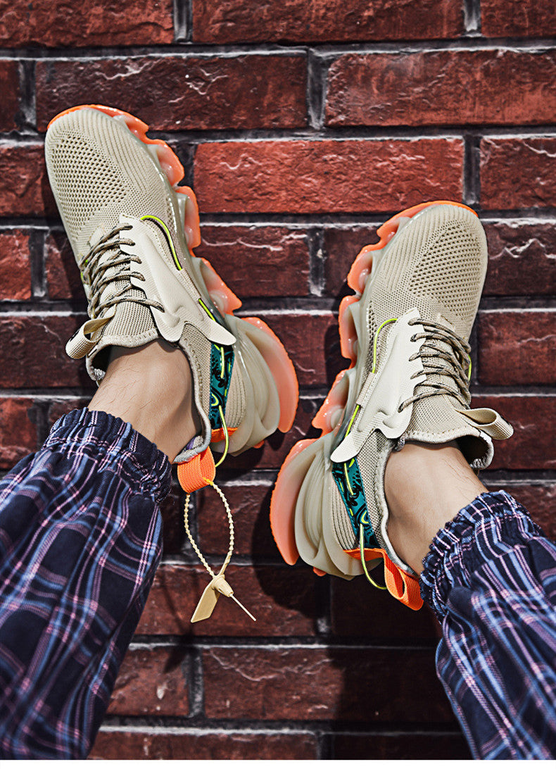 Flying Woven Mesh Running Shoes Spring Overview: Unique design, stylish and beautiful. Good material, comfortable feet. A variety of colors, any choice. Specification: Wearing style: front tie Function: breathable, light, non-slip, wear-resistant Pattern: