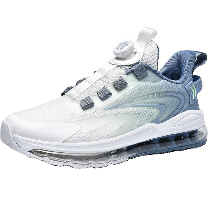 Rotating Buckle Full Palm Flying Woven Air Cushion Sneaker Product information: Applicable sports: Universal Lining material: Mesh Color: Black and White, Black and Blue Moon, white and blue Upper height: low top Size: 38,39,40,41,42,43,44,45,46,47,48 Sol