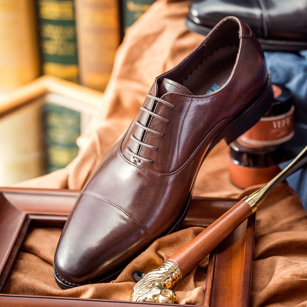 Hanmce Oxford Shoes Fashion Genuine Leather Breathable Overview: Unique design, stylish and beautiful. Good material, comfortable feet. A variety of colors, any choice. Specification: Applicable gender: male Toe shape: leather toe cap Upper height: low to