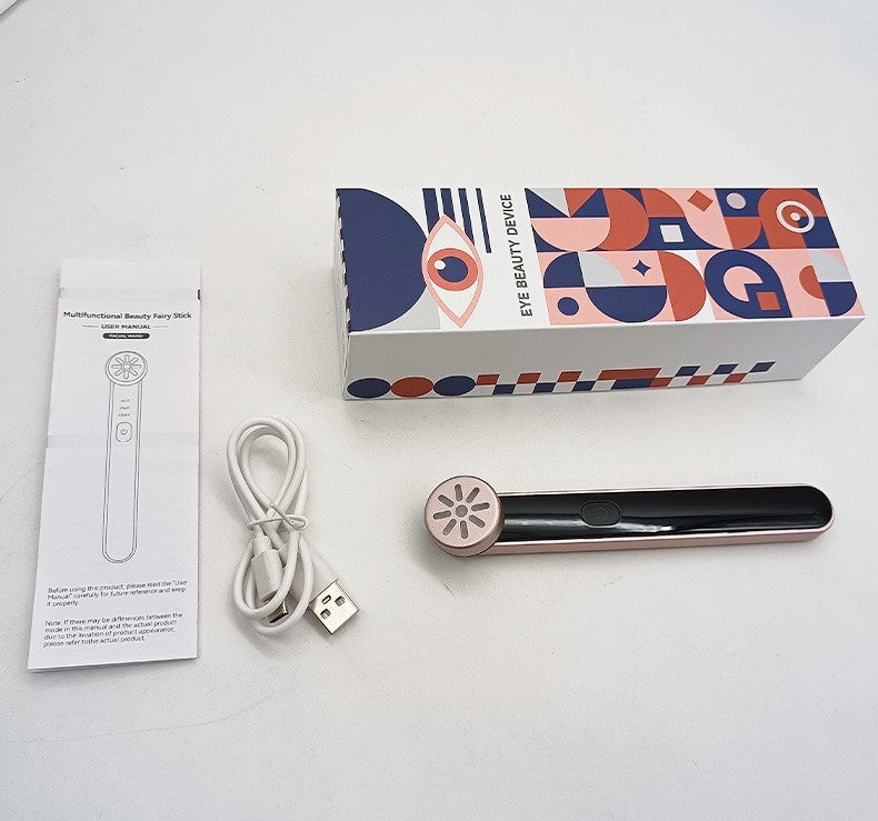 7 Color Light Eye Beautification Instrument EMS Micro Current Inductive Therapeutical Instrument Product information: Gear: 3 gear Specifications:, English Function: color light Style: Vibration Color classification: black gold type A, Black Gold Type B B