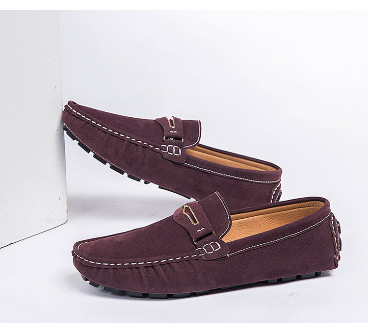 Men's Casual Versatile Anti Fur Bean Shoes Product information: Color: blue, brown, orange, light green Size: 38,39,40,41,42,43,44,45,46,47,48 Sole material: rubber Toe holder shape: leather toe cap Shoe Upper material: PU Applicable group type: Couple, p