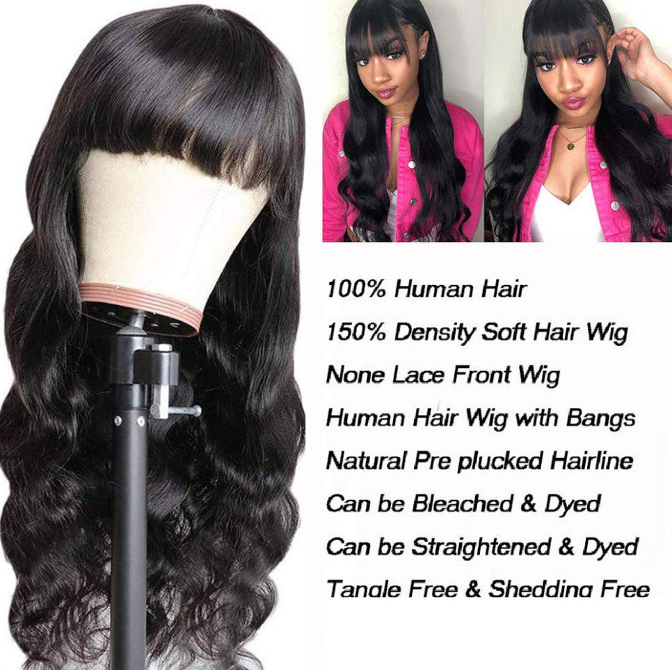 BODY WAVE Full Machine Made Non-lace Wigs Product information: Style: exotic Applicable crowd: women Treatment process: mechanism Hair material: human hair Efficacy: hairdressing Wig length: 12inch, 14inch, 16inch, 18inch, 20inch, 22inch, 24inch, 26inch,