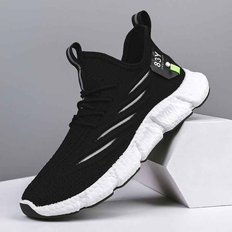 Flying Woven Soft Sole Lightweight Running Shoes Product information Style: Korean Function: breathable, lightweight, shock absorption, other Suitable season: autumn Applicable gender: male pattern: plain Upper material: mesh Sole Material: Rubber Applica