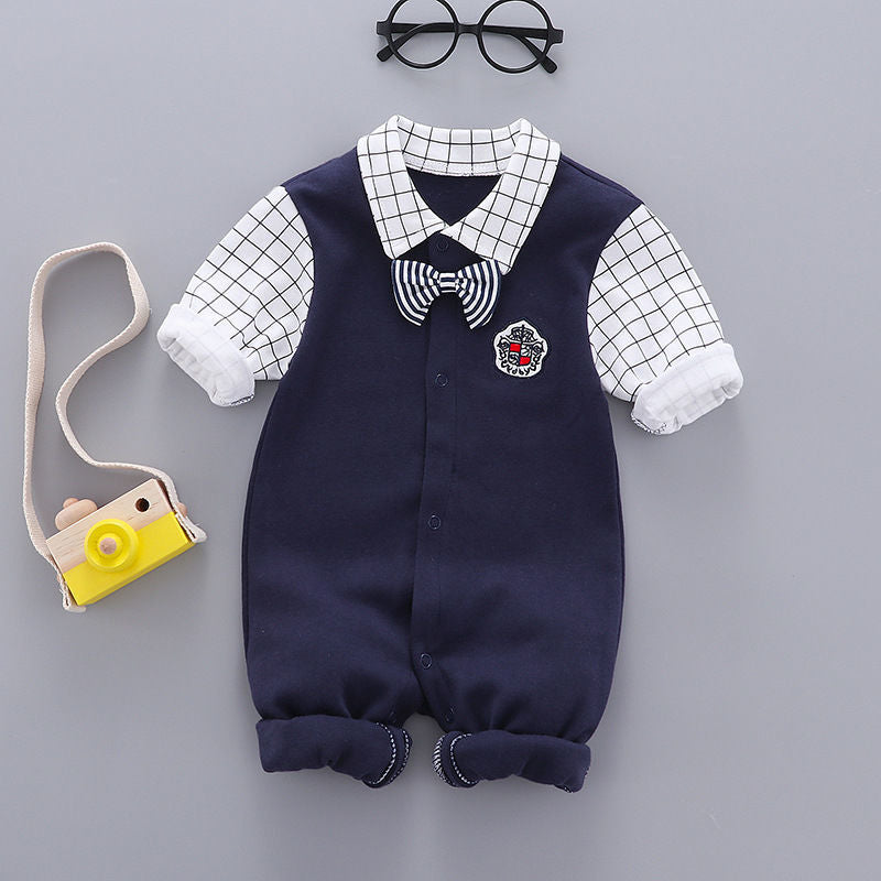 Baby Clothes Cotton Gentleman's Children's Clothes Romper Product Information: Material: PU Trendy luggage styles: small square bag, peas bag Popular elements: chain Lining texture: polyester Bag shape: horizontal square type Opening method: zipper, magne