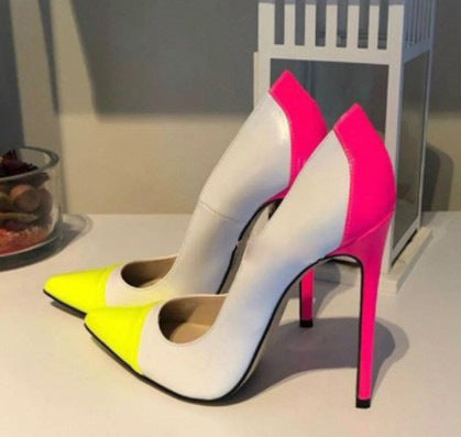 European And American Color Fashion High Heels Product Information: Popular elements: light mouth, color Toe shape: pointed tip Upper material: artificial PU Applicable gender: Female Heel height: 12CM by default, 1-2CM for larger sizes Color: White, red,