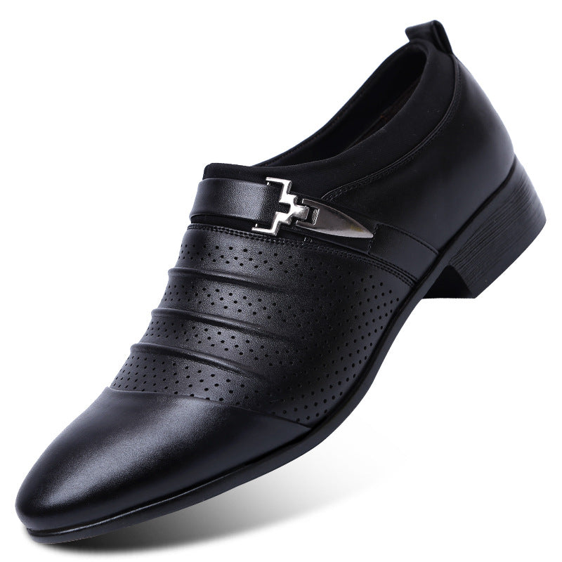 Men's Casual Business Hollowed-out Breathable Pointed Toe Sandals Overview: Unique design, stylish and beautiful. Good material, comfortable feet. A variety of colors, any choice. Specification: Pattern: Plain Style: Korean Popular elements: Car suture He