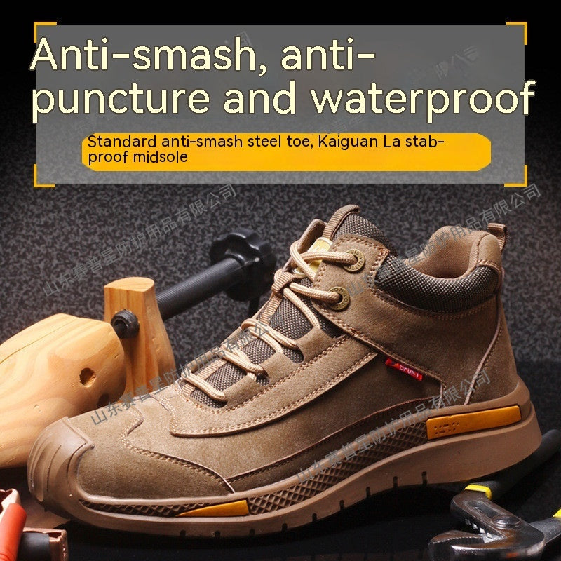 Protective Shoes With Steel Toe And High Top To Prevent Impact And Wear Product Details: Function: Puncture damage Upper material: microfiber leather Sole material: rubber Closing method: shoelace binding Upper style: high top Baotou Material: Steel Baoto