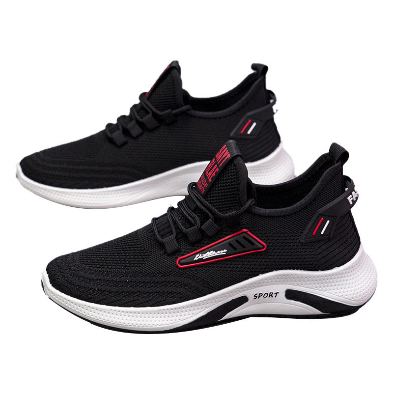 Men's Sports Shoes Fly Woven Mesh Casual Product information: Lining material: cloth Color: khaki, black and white Upper height: low top Heel height: flat heel Size: 39, 40, 41, 42, 43, 44 Sole craft: injection moulded shoes Cutting depth: shallow mouth (
